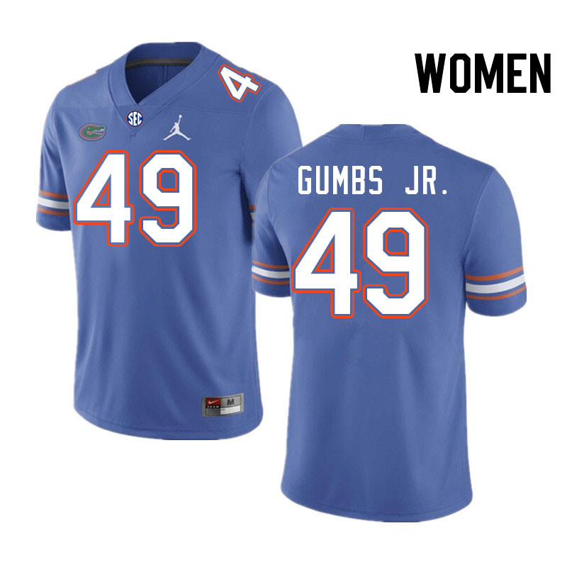 Women #49 George Gumbs Jr. Florida Gators College Football Jerseys Stitched-Royal